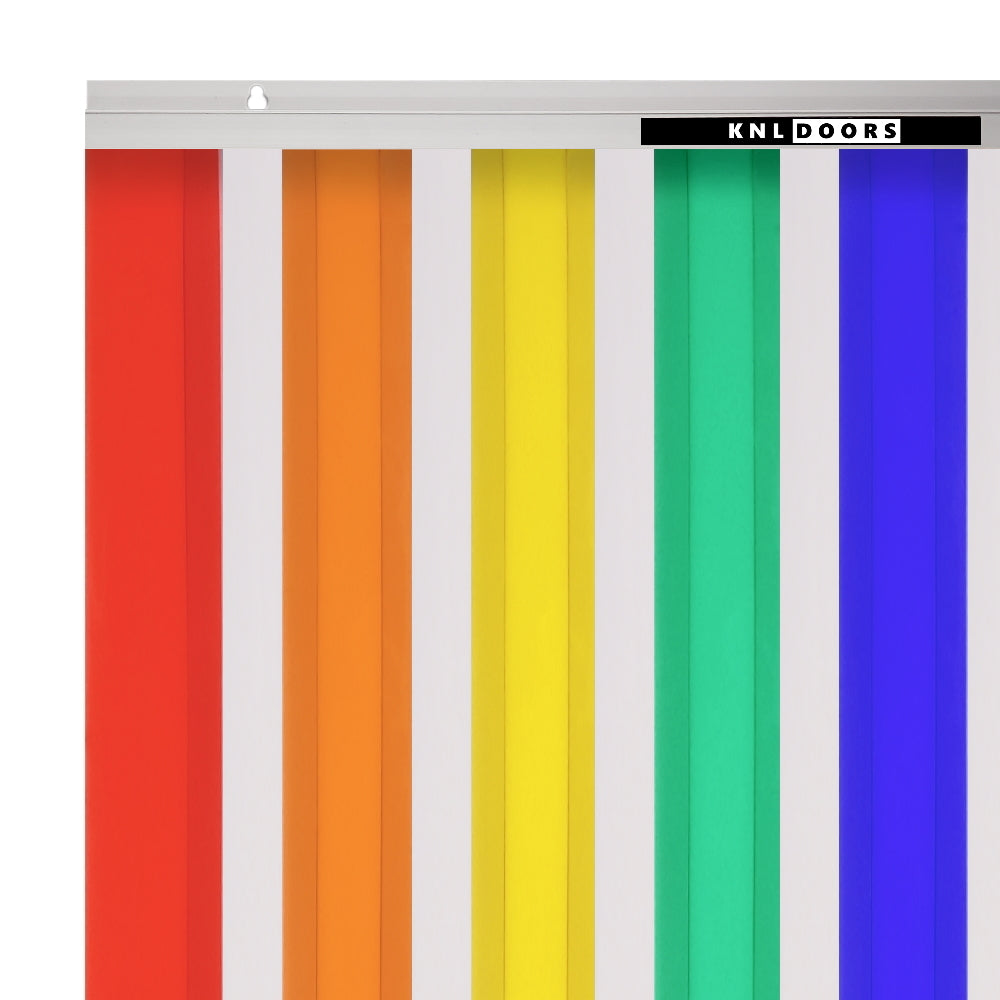MULTICOLOUR + CLEAR Strip Curtain Door (1.8mm x 75mm PVC) KNL Doors